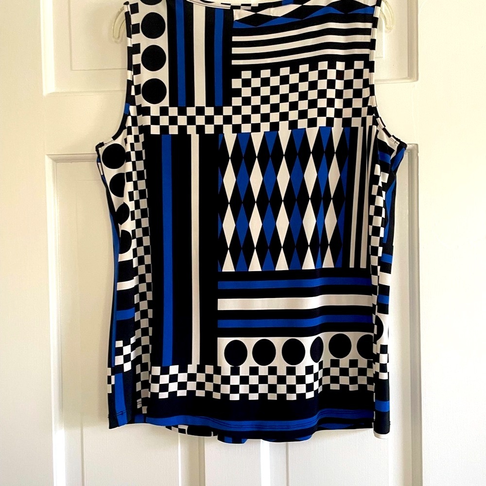 Calvin Klein Black and Blue Geometric Tank Top Size S. - Picture 2 of 7